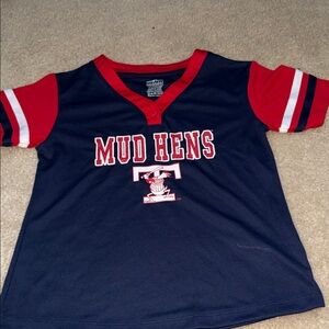 Toledo Mud hens Kids Navy and Red Shirt S6/6x NWT